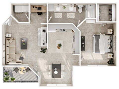 a floor plan of a house with a bedroom and a living room